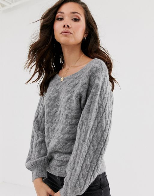 Abercrombie & Fitch high neck knit jumper in grey heather | ASOS