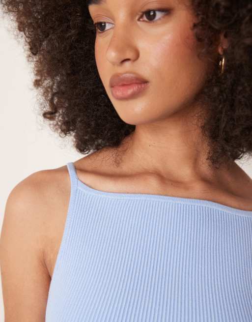 unof Knit tank top ブルー Stretch Jersey Knit Jewel Neck Tank | EILEEN FISHER