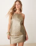 [Abercrombie & Fitch] Abercrombie & Fitch high neck longline top with strappy back in metallic gold (part of a set) S GOLD