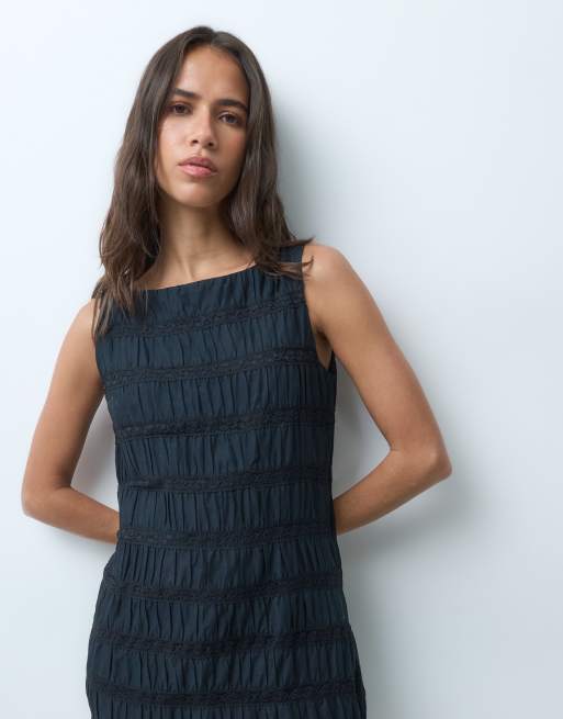 Abercrombie & Fitch high neck shirred mini dress black, 3 of 5
