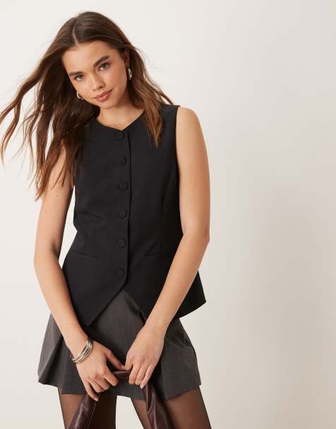 Abercrombie & Fitch high neck tailored vest in black - view 1