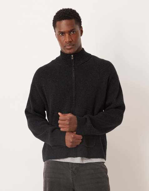 Abercrombie & Fitch high neck zip through cardigan in black - view 1