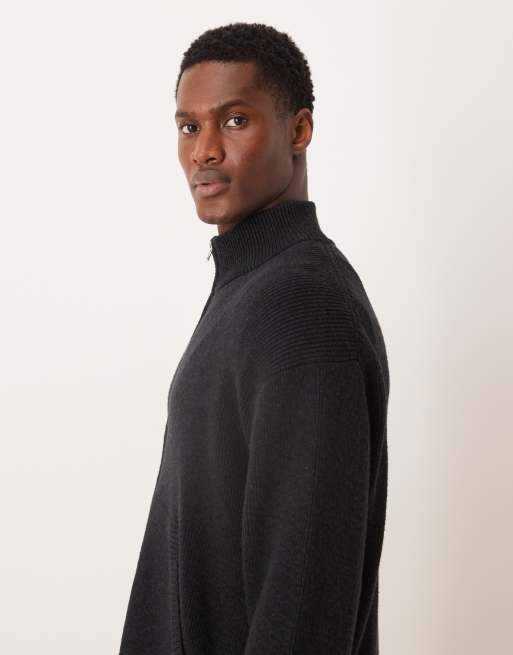 Abercrombie & Fitch high neck zip through cardigan in black, 4 of 5