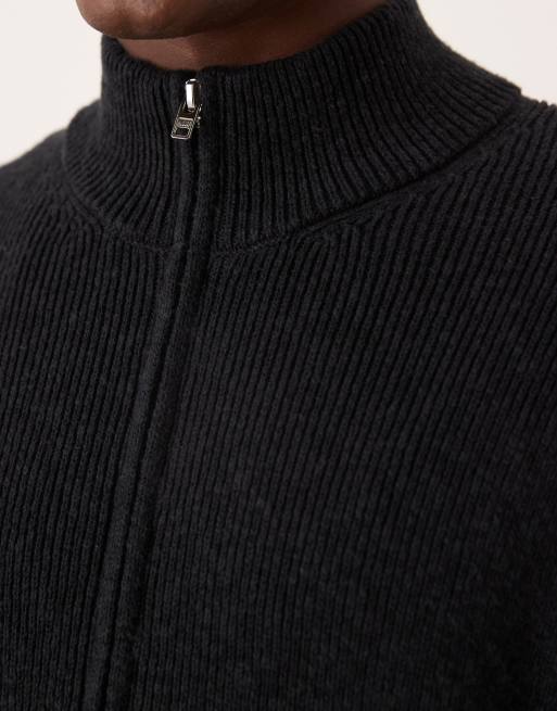 Abercrombie & Fitch high neck zip through cardigan in black, 5 of 5