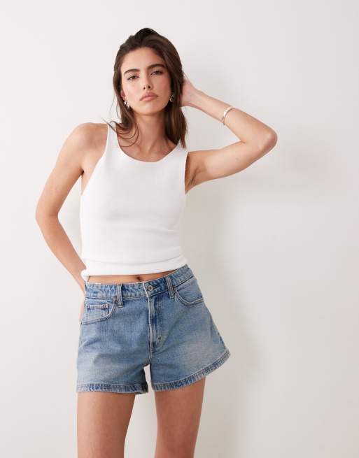 Abercrombie & Fitch high rise 90s relaxed dad short in light blue, 2 of 5