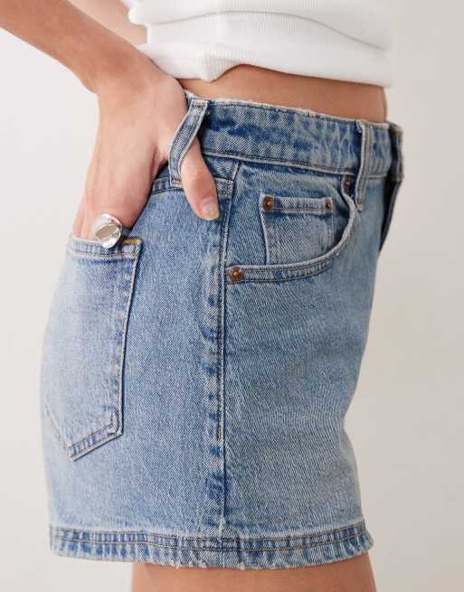 Abercrombie & Fitch high rise 90s relaxed dad short in light blue, 4 of 5