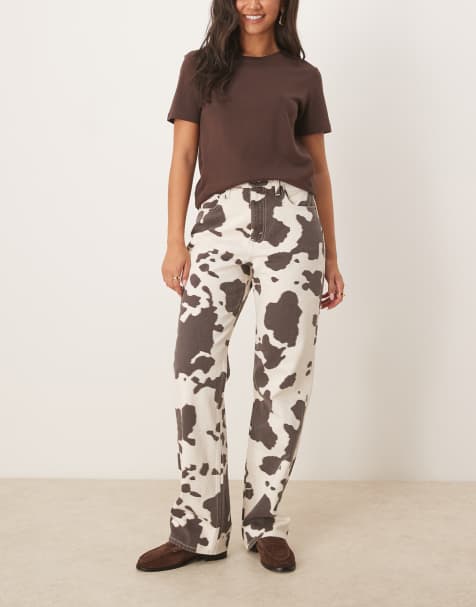 Abercrombie & Fitch high rise 90s relaxed jeans in cow print - view 1