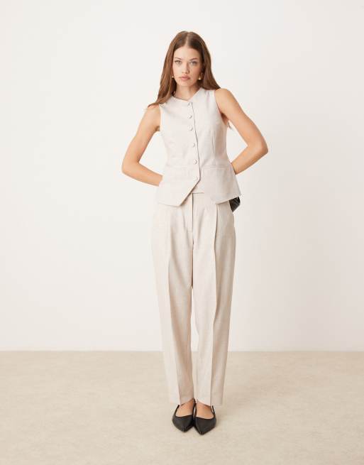 Abercrombie & Fitch high rise ankle grazing tapered pants in light grey (part of a set)