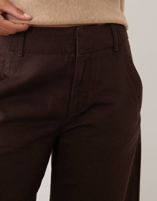 Abercrombie & Fitch high rise barrel fit pants in brown , 4 of 5