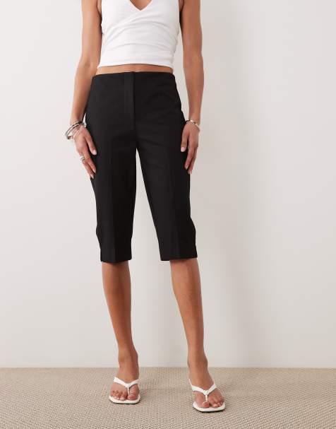 Abercrombie & Fitch high rise bengaline capri trousers in black - view 1