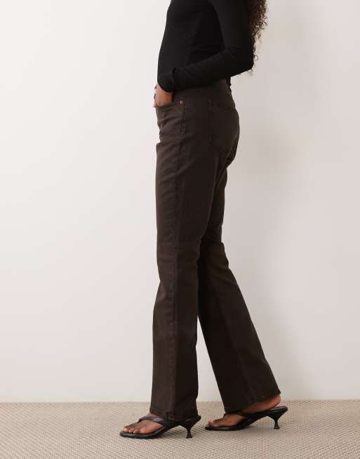 Abercrombie & Fitch high rise bootcut fit jeans in brown, 5 of 5