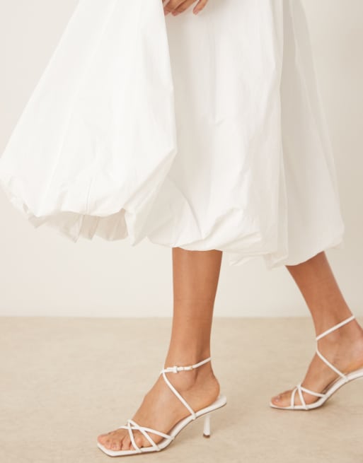 Abercrombie & Fitch high rise bubble maxi skirt in white, 3 of 5