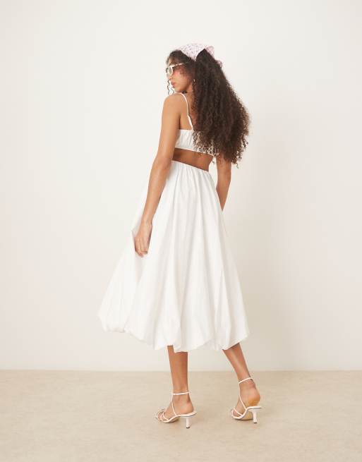 Abercrombie & Fitch high rise bubble maxi skirt in white, 4 of 5