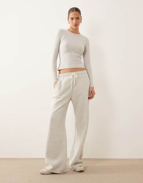Abercrombie & Fitch high rise essential wide leg joggers in grey - view 1