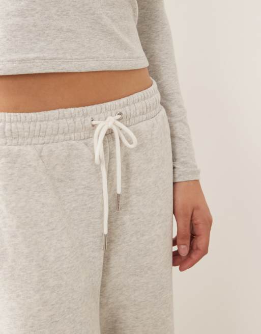Abercrombie & Fitch high rise essential wide leg joggers in grey, 5 of 5