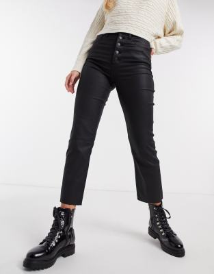 coated straight leg jeans