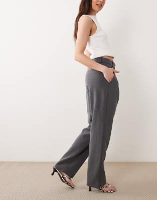 Abercrombie & Fitch High Rise Quinn Tailored Pants In Gray