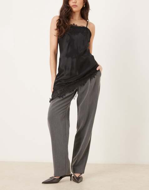 Abercrombie & Fitch high rise quinn tailored trousers in grey