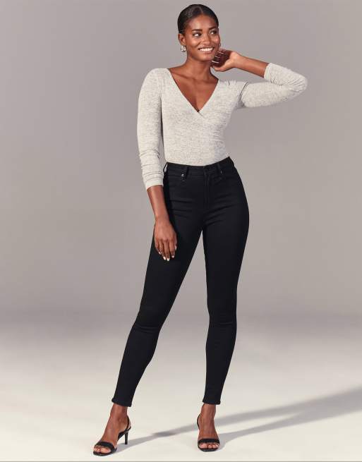 Abercrombie Fitch high rise skinny jeans in black ASOS