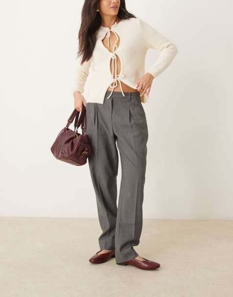 Abercrombie & Fitch high rise tapered trouser in charcoal - view 1