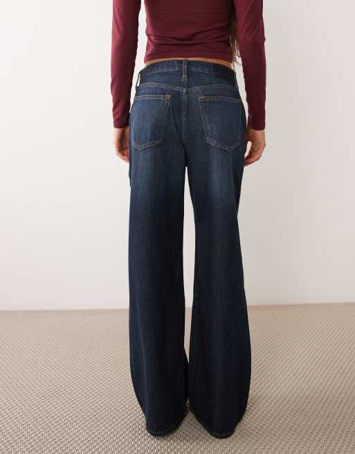 Abercrombie & Fitch high rise wide leg jeans dark blue wash, 2 of 5