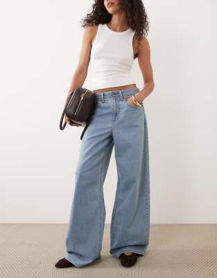 Abercrombie & Fitch High Rise Wide Leg Jeans In Blue