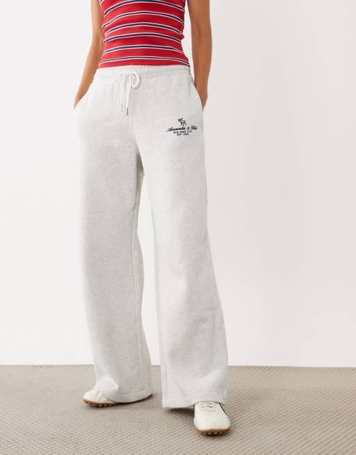 Abercrombie & Fitch high rise wide leg jogger in light grey, 2 of 5