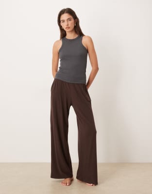 Abercrombie & Fitch High Rise Wide Leg Joggers In Gray