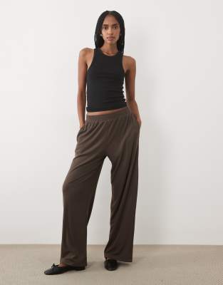 Abercrombie & Fitch High Rise Wide Leg Jogging Bottoms In Brown
