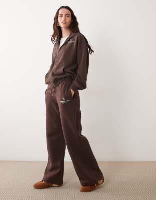 Abercrombie & Fitch High Rise Wide Leg Sweatpants In Brown