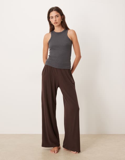 Abercrombie & Fitch high rise wide leg sweatpants in brown - view 1
