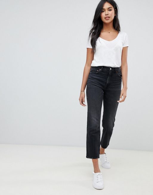 Abercrombie & Fitch high waisted cropped straight leg jean | ASOS