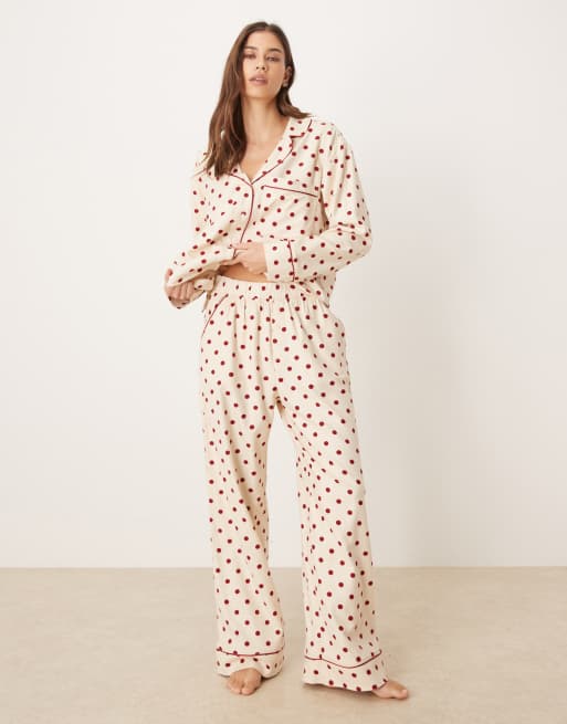 Abercrombie & Fitch - Langærmet pyjamas med lyserødt sløjfeprint i flonel, 2 af 3