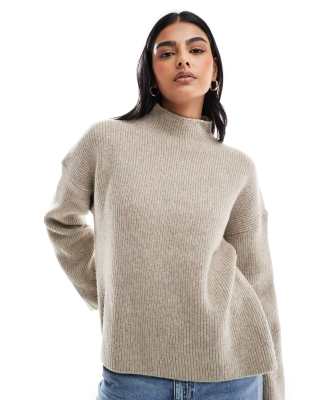 Abercrombie & Fitch - Hochgeschlossener Pullover in Hellgrau