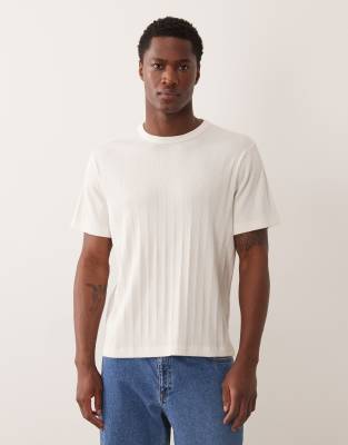 Hochwertiges, geripptes T-Shirt in Weiß Weiß XL