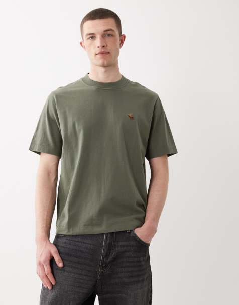 Abercrombie & Fitch – Hochwertiges, schweres T-Shirt in Grün mit Markenlogo - view 1