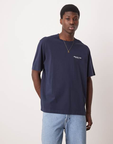Abercrombie & Fitch – Hochwertiges T-Shirt in Marineblau mit Logo - view 1