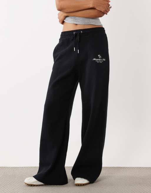 Abercrombie & Fitch hög midja vida joggers i svart, 2 av 5