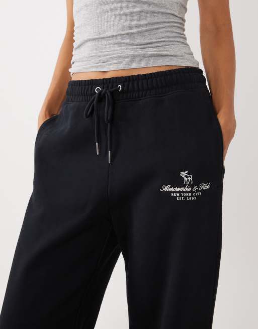 Abercrombie & Fitch hög midja vida joggers i svart, 3 av 5