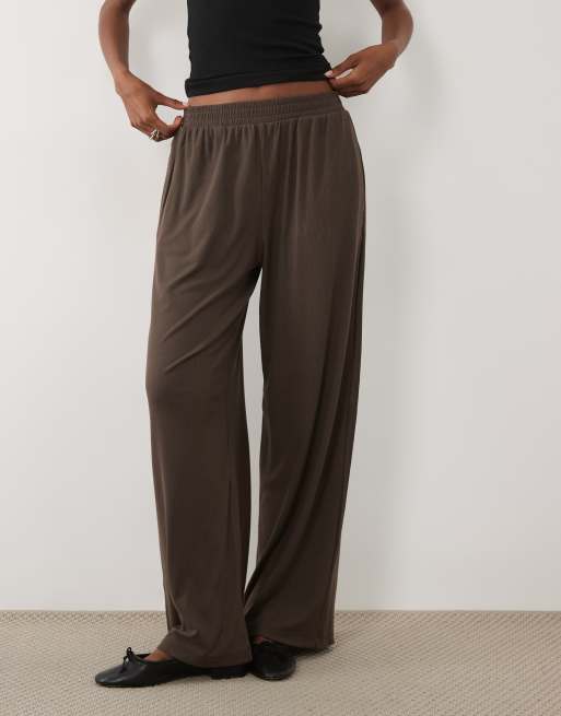 Abercrombie & Fitch hög midja vida joggingbyxor i brunt, 2 av 5