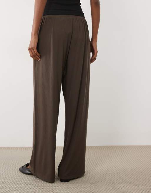 Abercrombie & Fitch hög midja vida joggingbyxor i brunt, 4 av 5