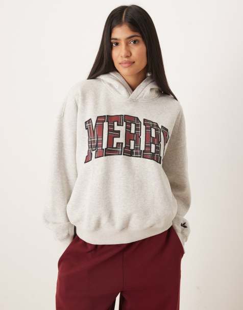 Abercrombie & Fitch holiday graphic hoodie in gray - view 1