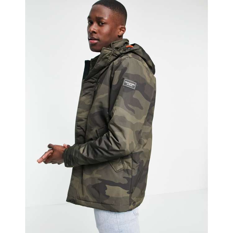 Abercrombie & Fitch hooded technical parka jacket in camo