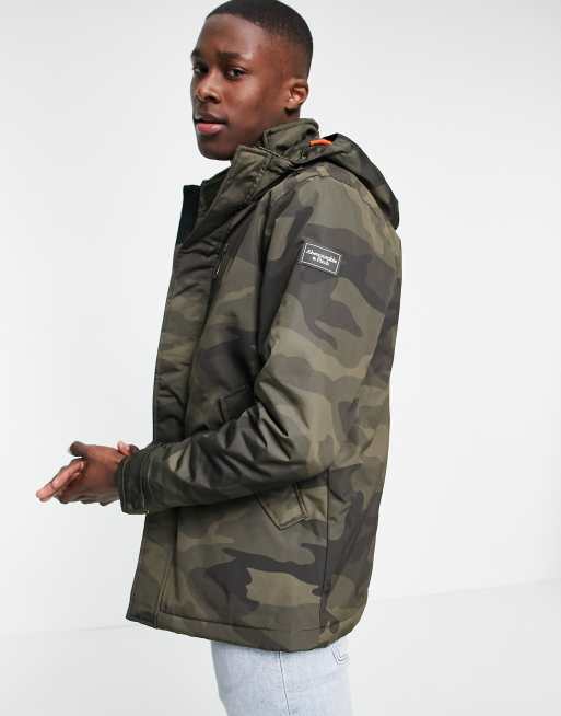 Abercrombie Fitch hooded technical parka jacket in camo