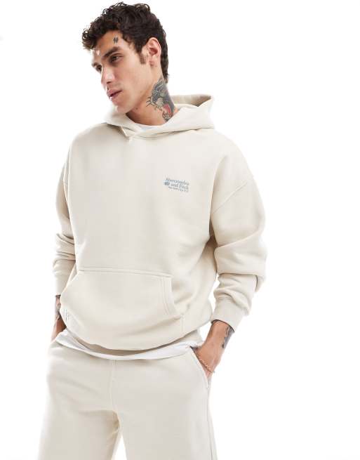 Abercrombie & Fitch - Hoodie met klein logo in beige, deel van co-ord set