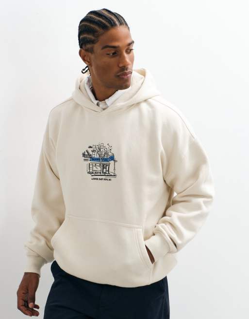Abercrombie & Fitch Hoodie mit Front-Print in Creme, 4 von 5
