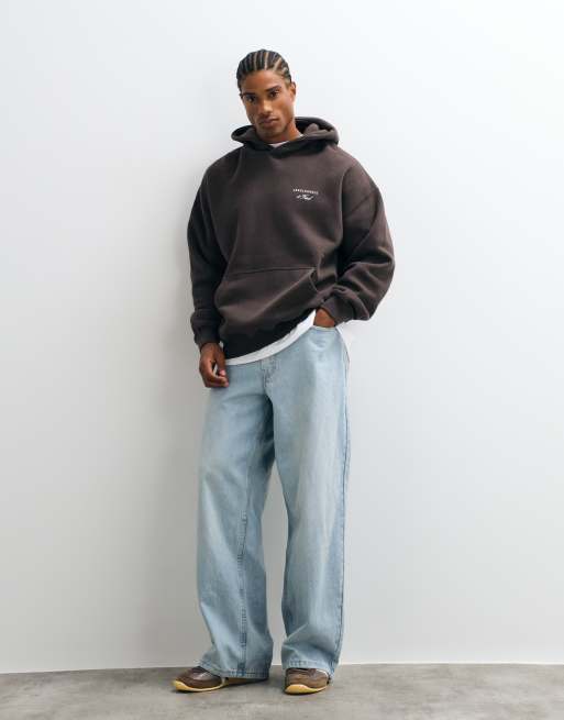 Abercrombie & Fitch hoodie oversize à logo script marron, 2 de 5