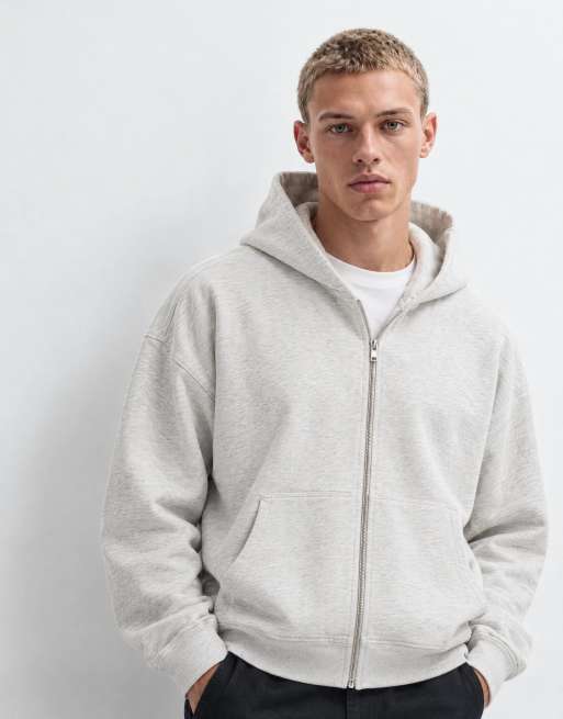 Abercrombie & Fitch hoodie zippé essentiel gris clair, 8 de 8