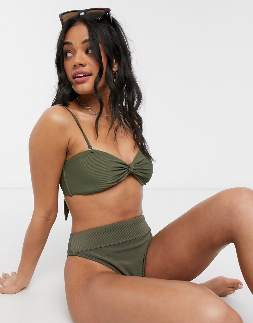 Abercrombie & Fitch - Hoogopgesneden bikinibroekje met hoge taille in groen