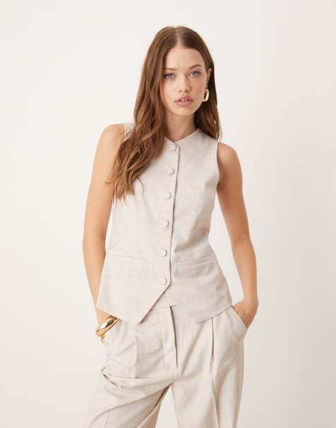 Abercrombie & Fitch - Hoogsluitend elegant topje in lichtgrijs, deel van co-ord set - view 1